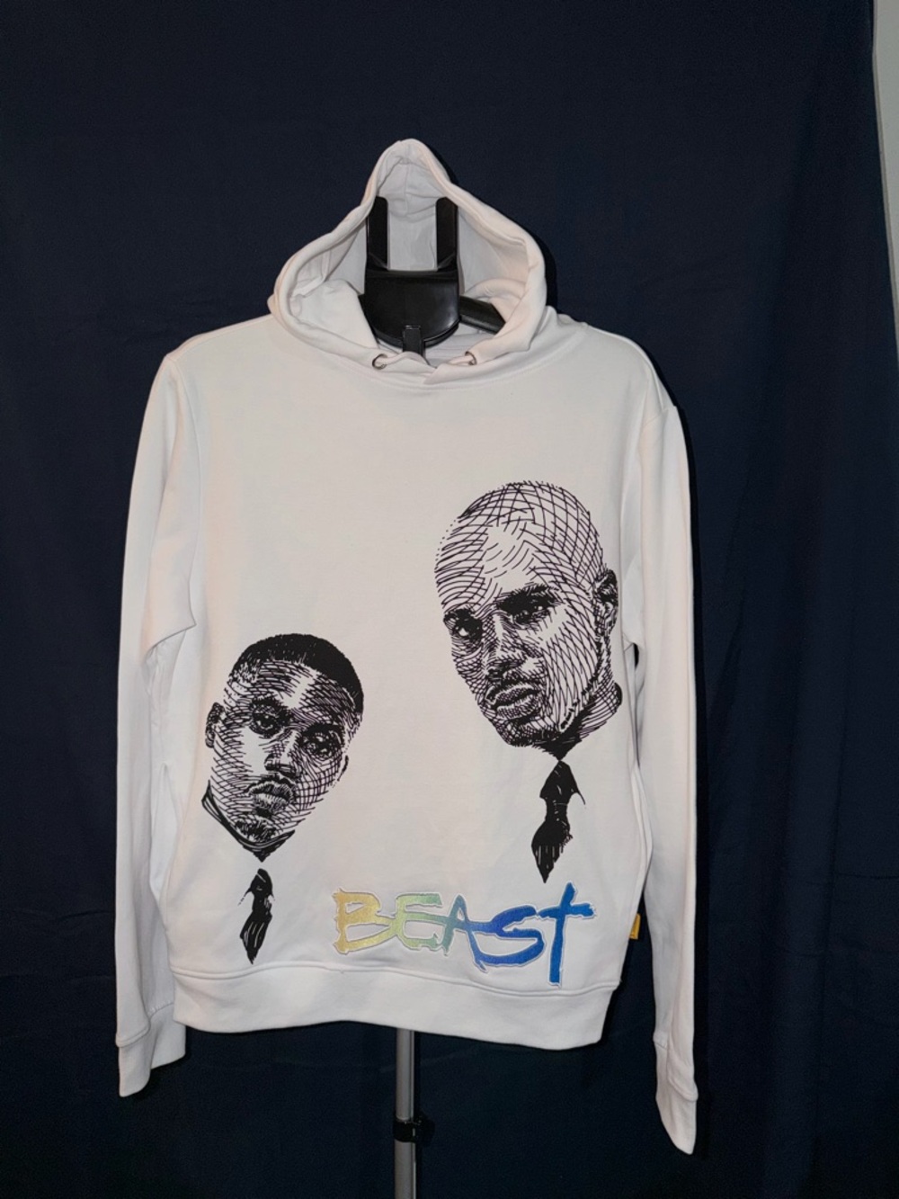 Bricks & Butter DMX & NAS Hoodie White “BEAST” Embroidered Size Medium